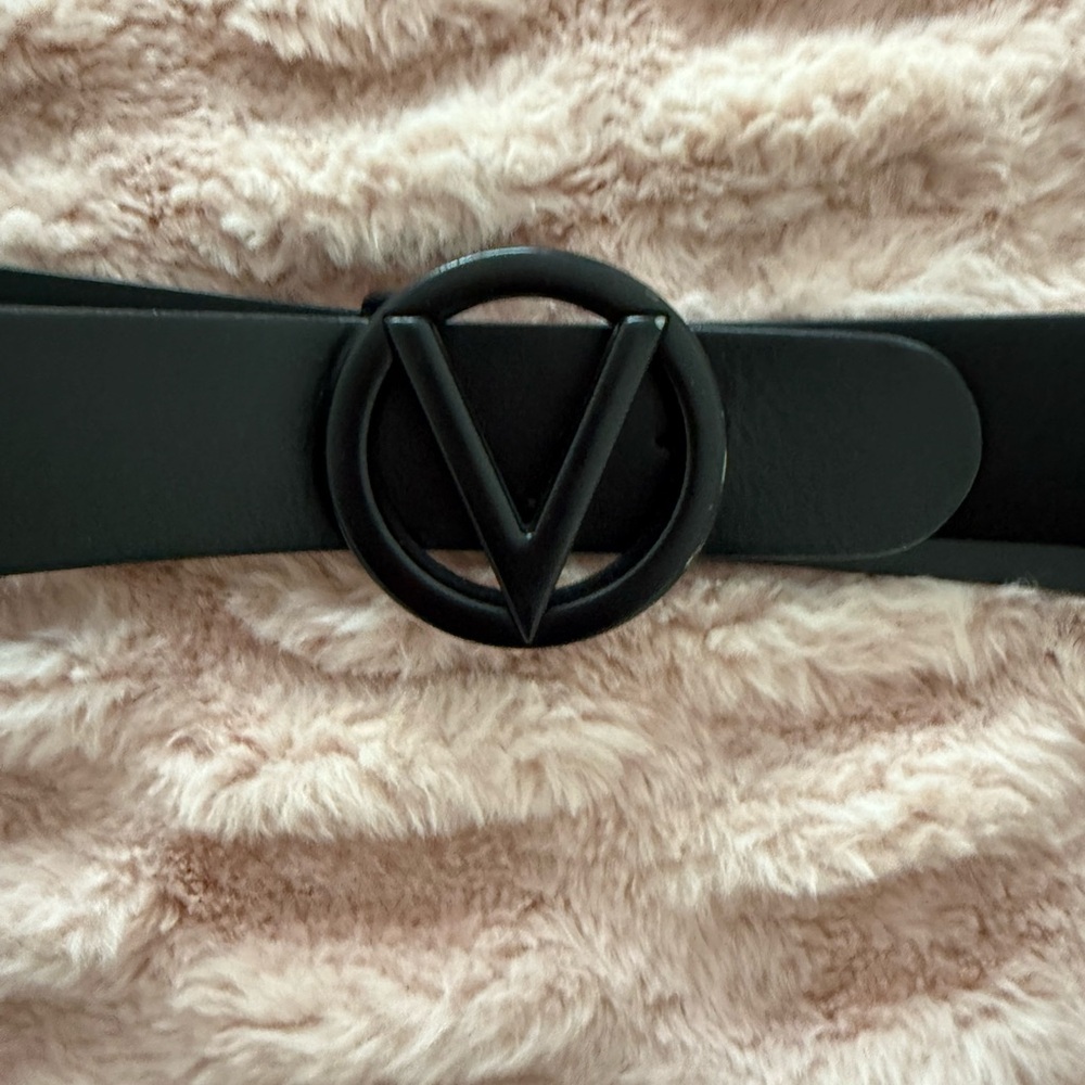 Valentino Garavani Black V Logo Belt